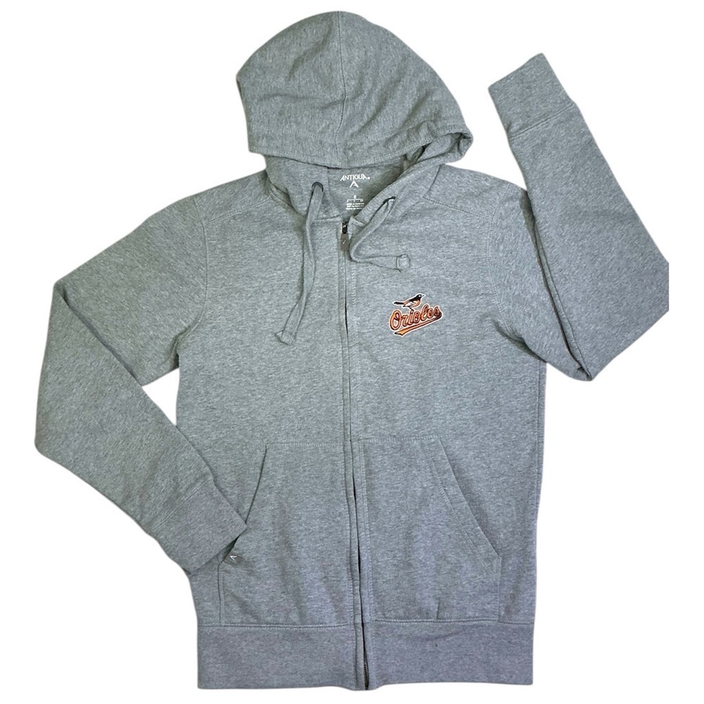 Antiqua Baltimore Orioles Hoodie Full Zip-Up Pockets Unisex Gray Men’s Small - Picture 16 of 16
